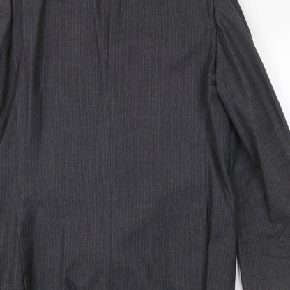 Pin Stripe Mens Grey Striped Wool Jacket Suit Jacket Size 42 Regular