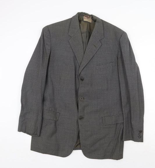 Furley Hassan Mens Grey Geometric Wool Jacket Blazer Size 44 Regular