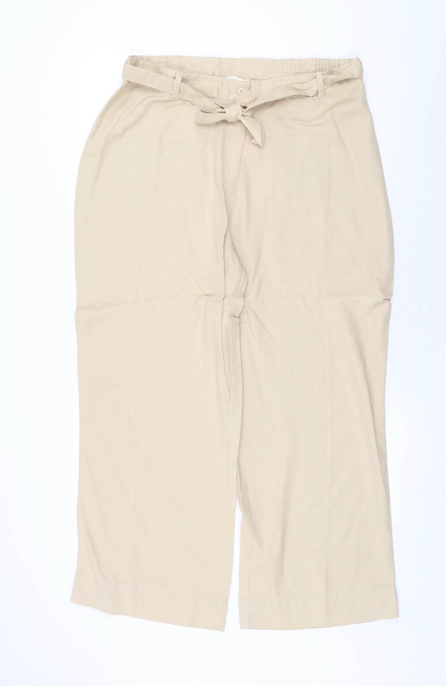 Casual Comfort Womens Beige Viscose Trousers Size 18 Regular Zip