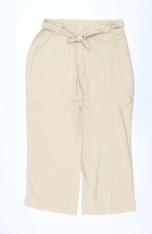 Casual Comfort Womens Beige Viscose Trousers Size 18 Regular Zip