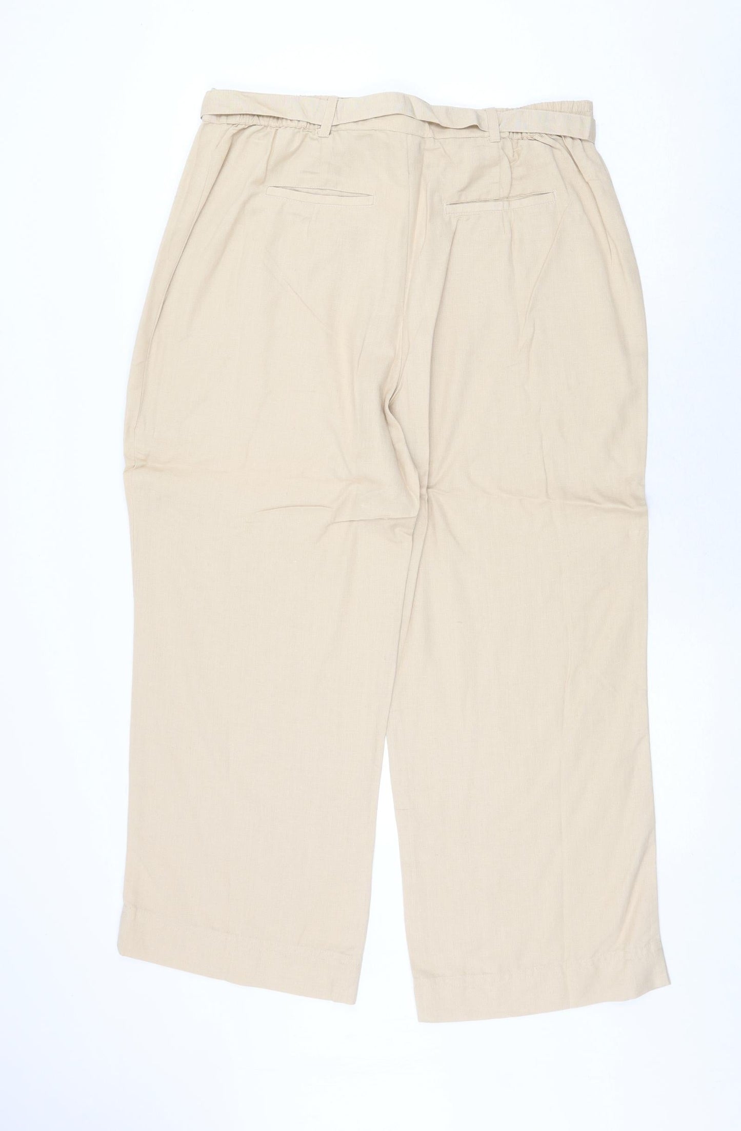 Casual Comfort Womens Beige Viscose Trousers Size 18 Regular Zip