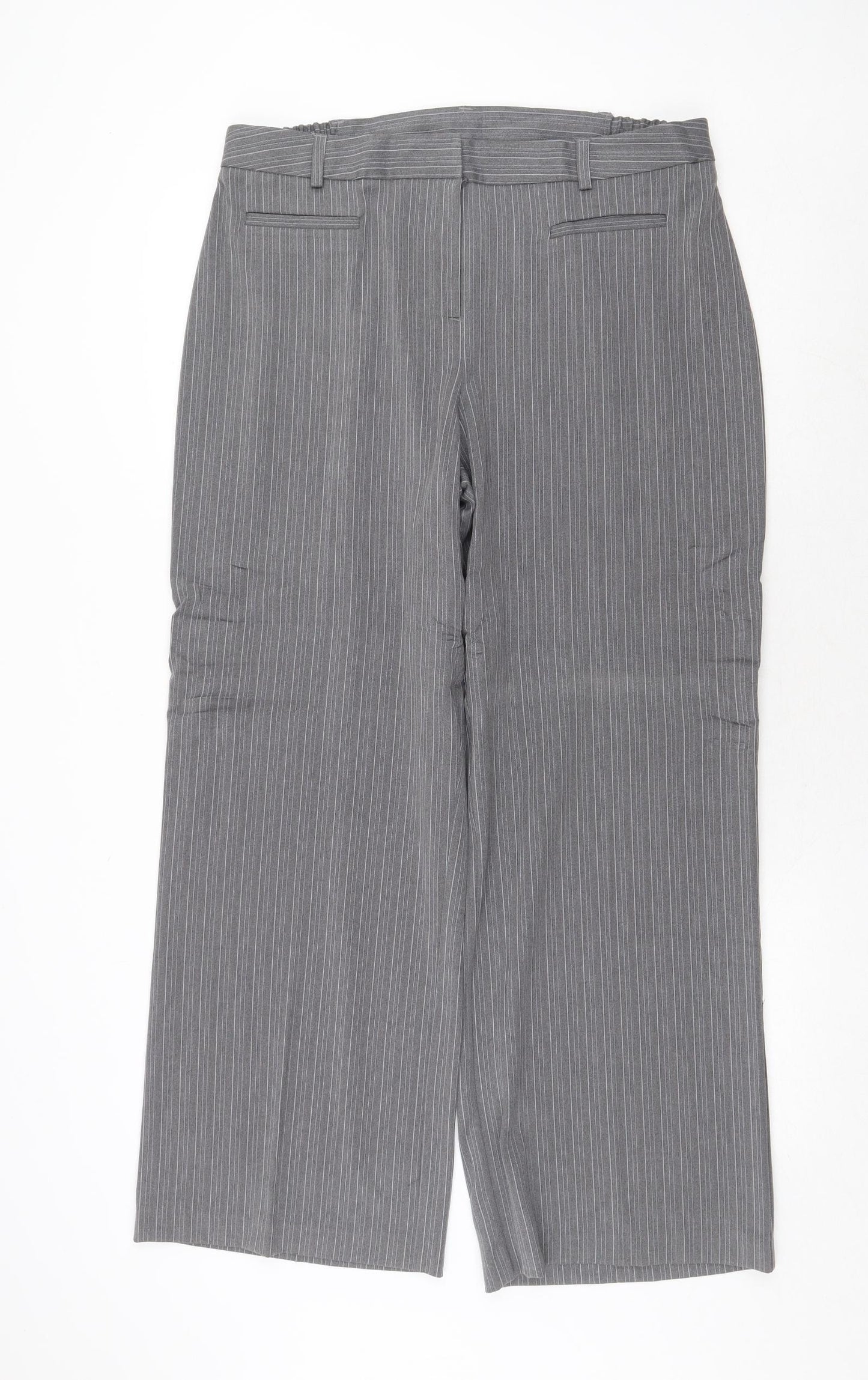 Agenda Womens Grey Striped Polyester Dress Pants Trousers Size 18 Regular Zip