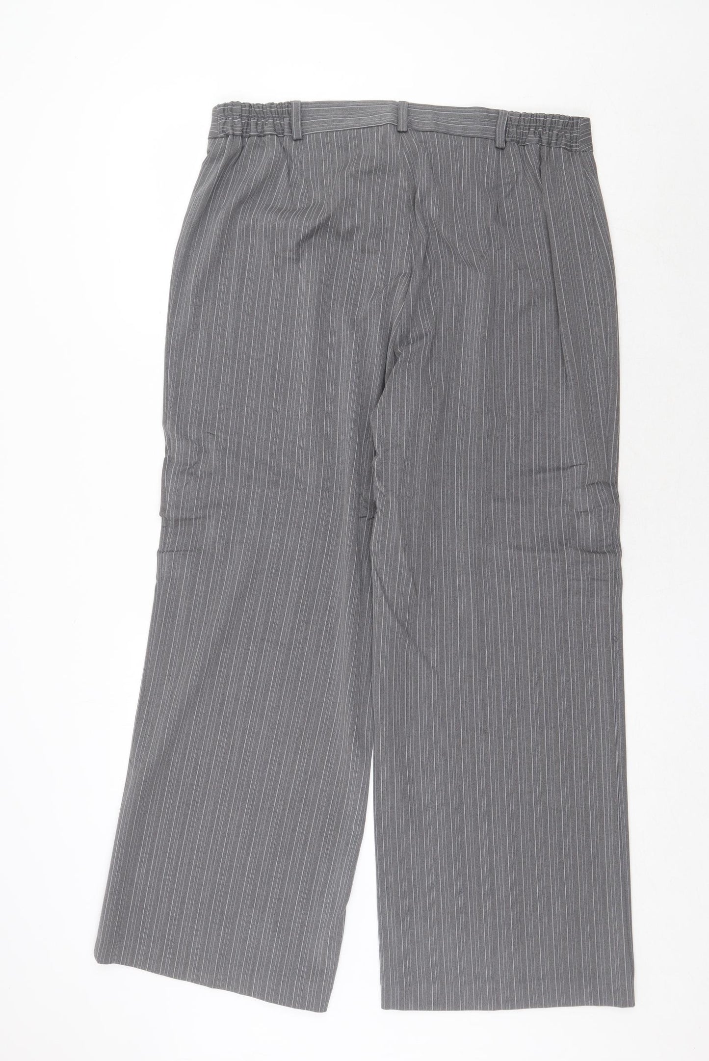 Agenda Womens Grey Striped Polyester Dress Pants Trousers Size 18 Regular Zip