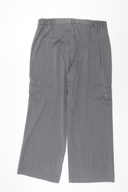 Agenda Womens Grey Striped Polyester Dress Pants Trousers Size 18 Regular Zip