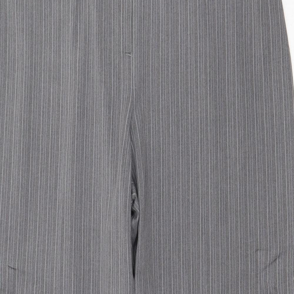 Agenda Womens Grey Striped Polyester Dress Pants Trousers Size 18 Regular Zip