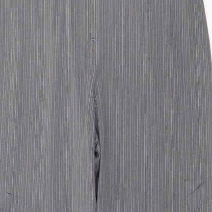 Agenda Womens Grey Striped Polyester Dress Pants Trousers Size 18 Regular Zip
