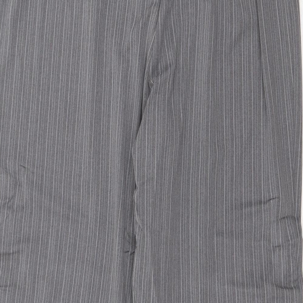 Agenda Womens Grey Striped Polyester Dress Pants Trousers Size 18 Regular Zip