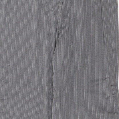 Agenda Womens Grey Striped Polyester Dress Pants Trousers Size 18 Regular Zip