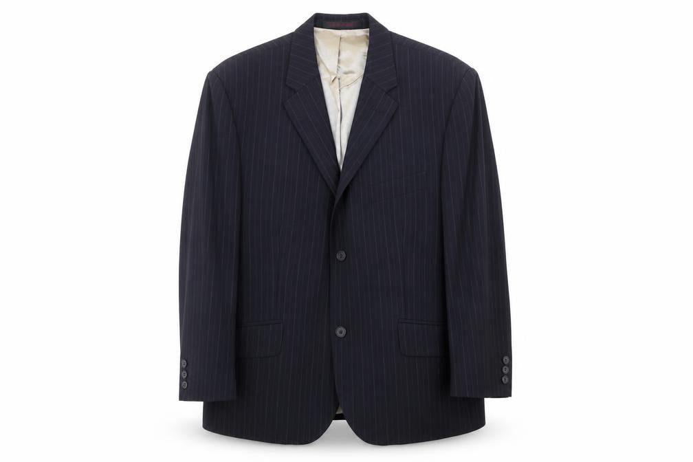 City Survival Mens Black Striped Wool Jacket Suit Jacket Size 42 Regular