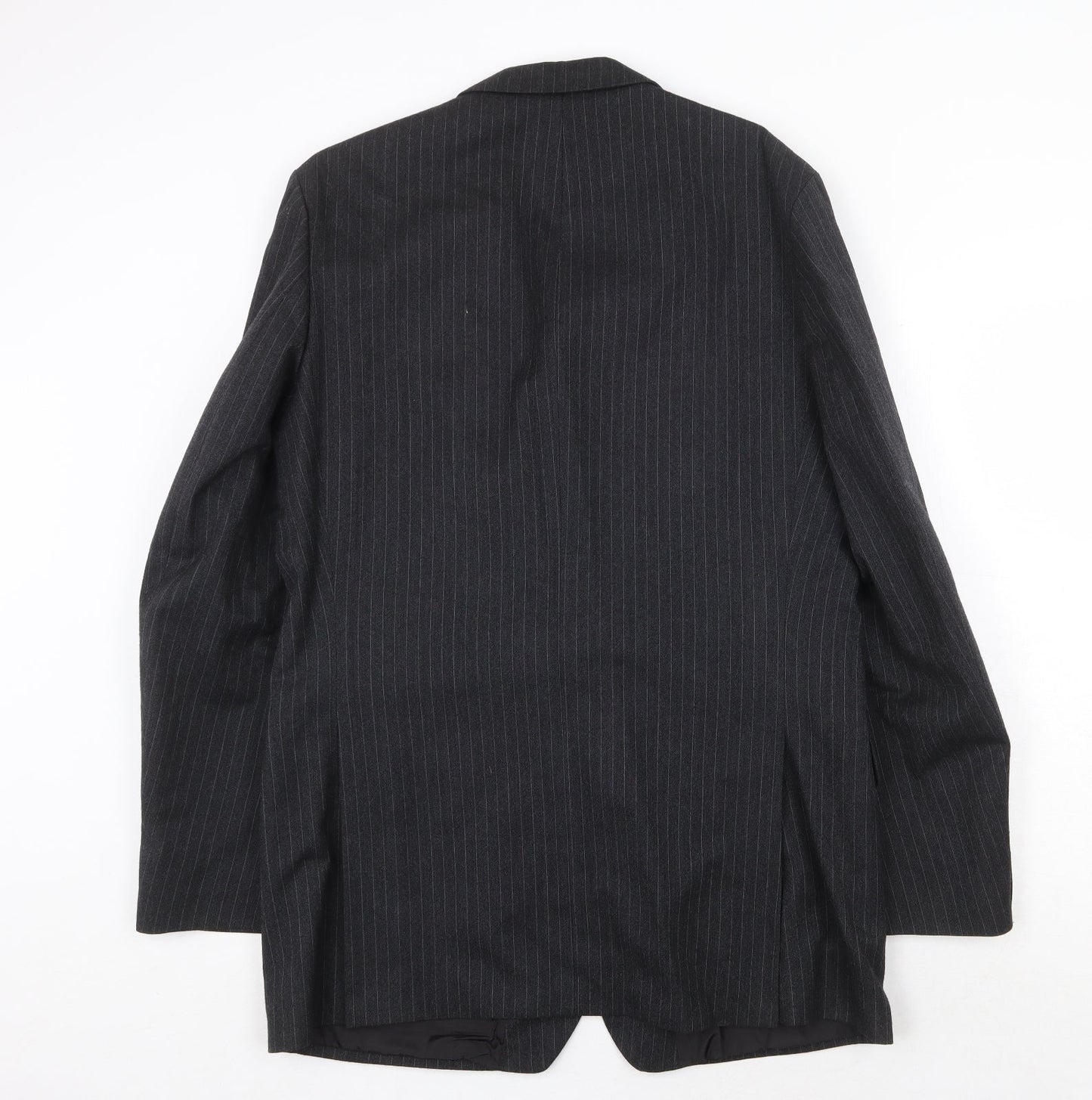 St Michael Mens Grey Striped Wool Jacket Suit Jacket Size 42 Regular