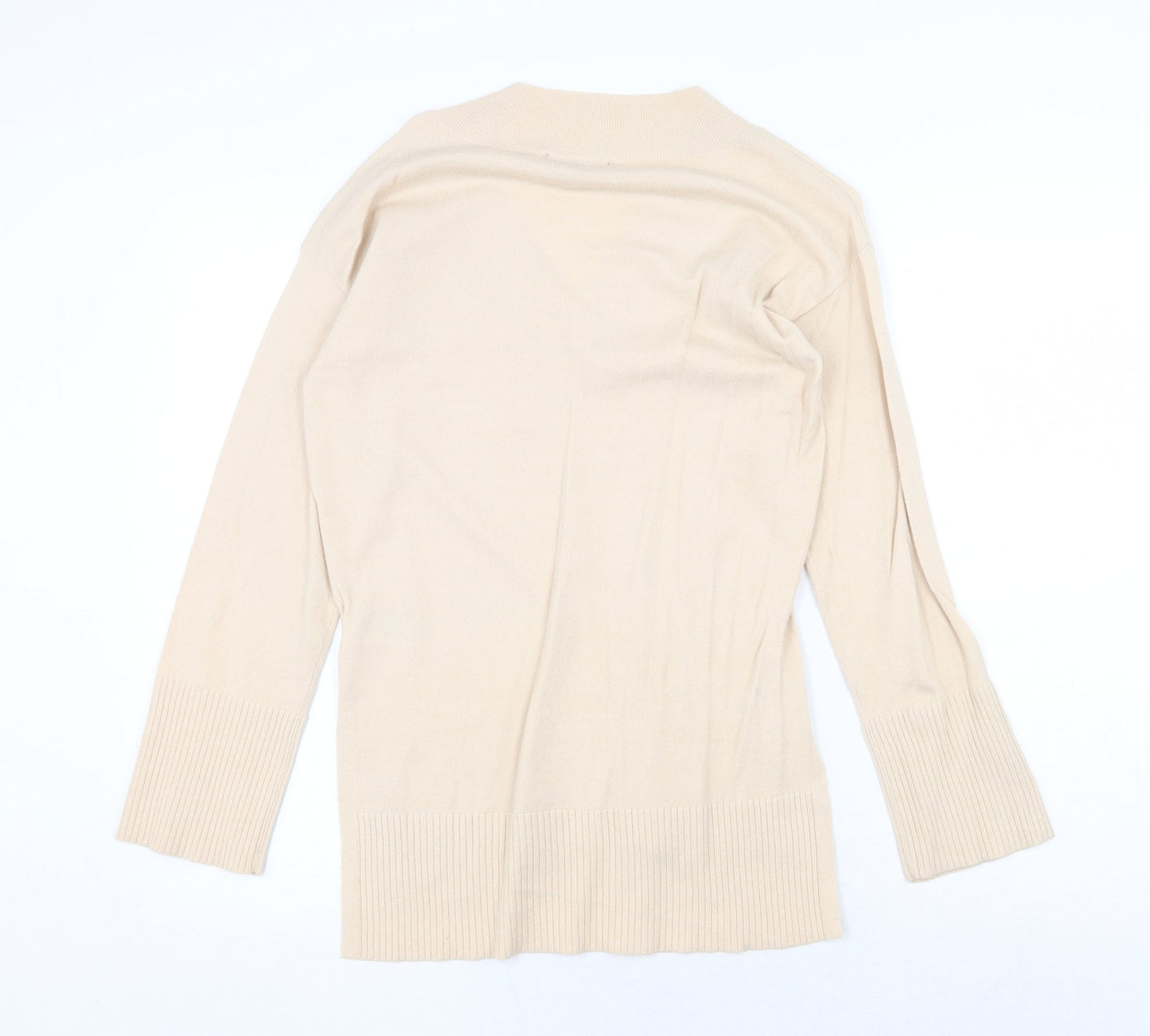 Oasis Womens Beige V-Neck Viscose Pullover Jumper Size XS