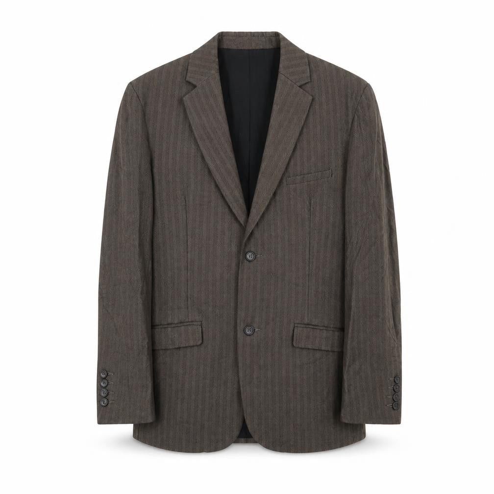 Monsoon Mens Brown Striped Cotton Jacket Suit Jacket Size 38 Regular