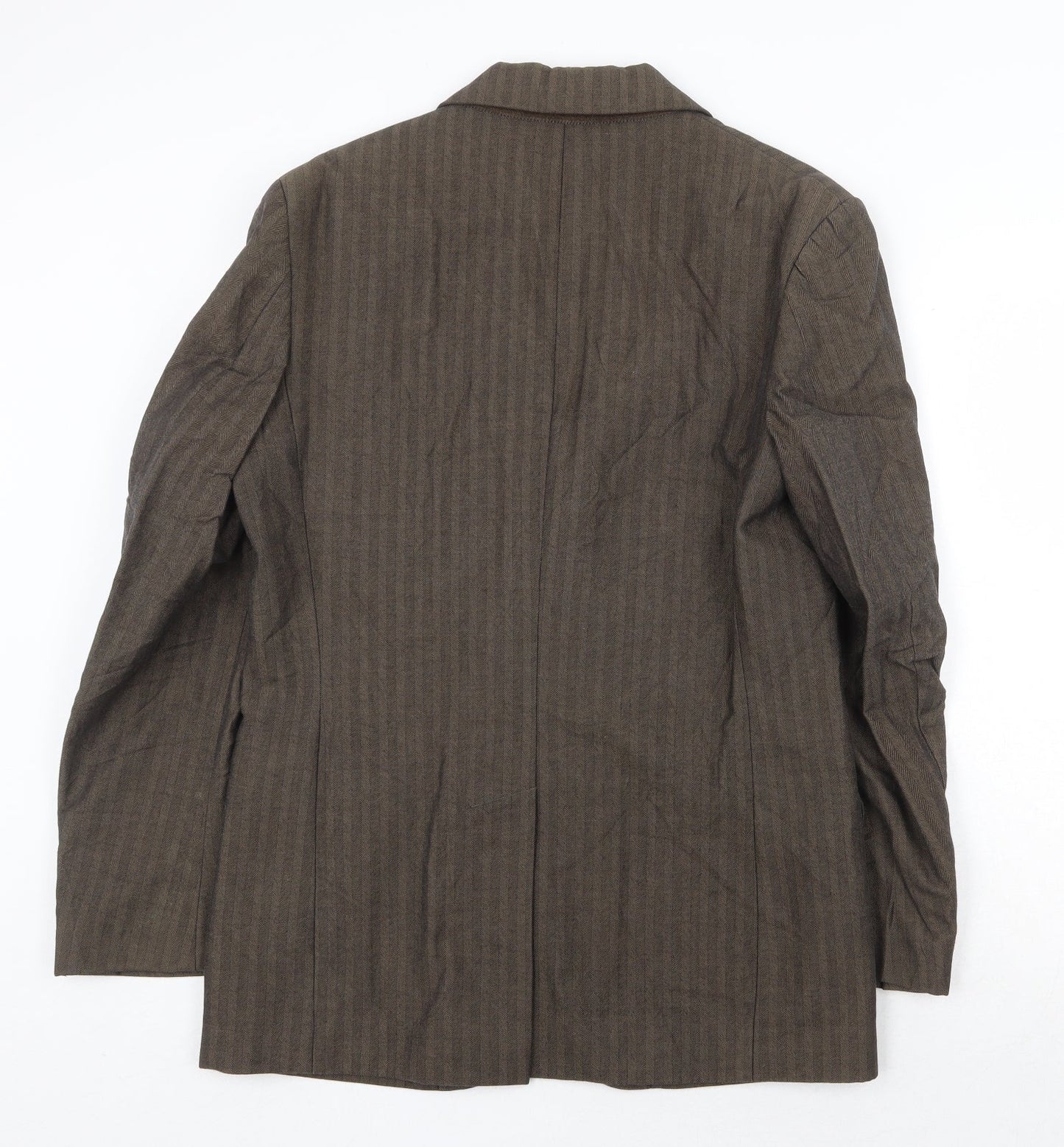 Monsoon Mens Brown Striped Cotton Jacket Suit Jacket Size 38 Regular
