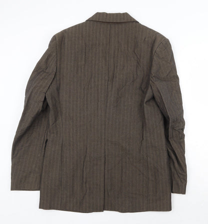 Monsoon Mens Brown Striped Cotton Jacket Suit Jacket Size 38 Regular