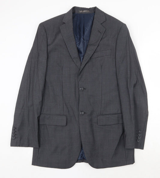Butler & Webb Mens Grey Striped Wool Jacket Suit Jacket Size 36 Regular