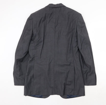 Butler & Webb Mens Grey Striped Wool Jacket Suit Jacket Size 36 Regular