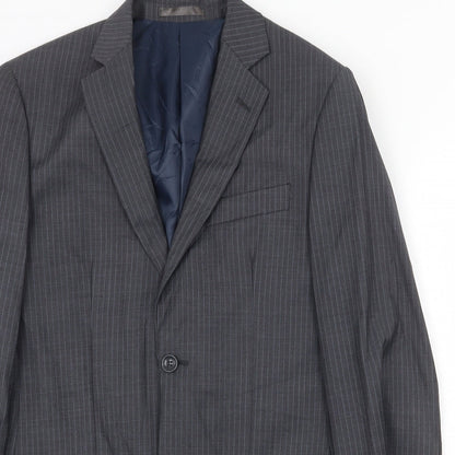Butler & Webb Mens Grey Striped Wool Jacket Suit Jacket Size 36 Regular