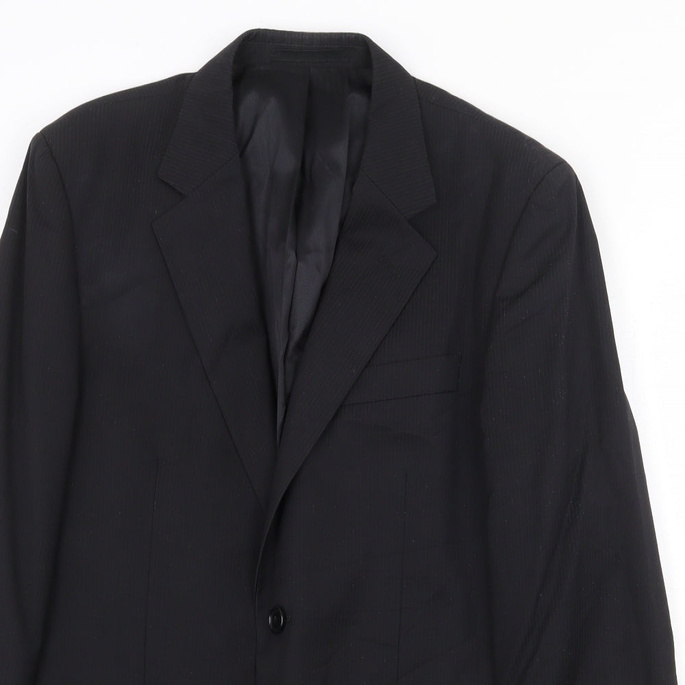 Harris & Hewett Mens Black Wool Jacket Suit Jacket Size 40 Regular