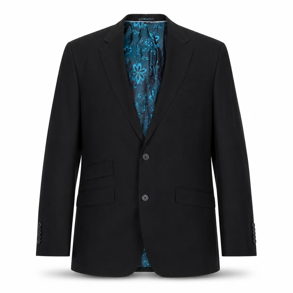 Jacamo Mens Black Polyester Jacket Suit Jacket Size 40 Regular - 5 button sleeve