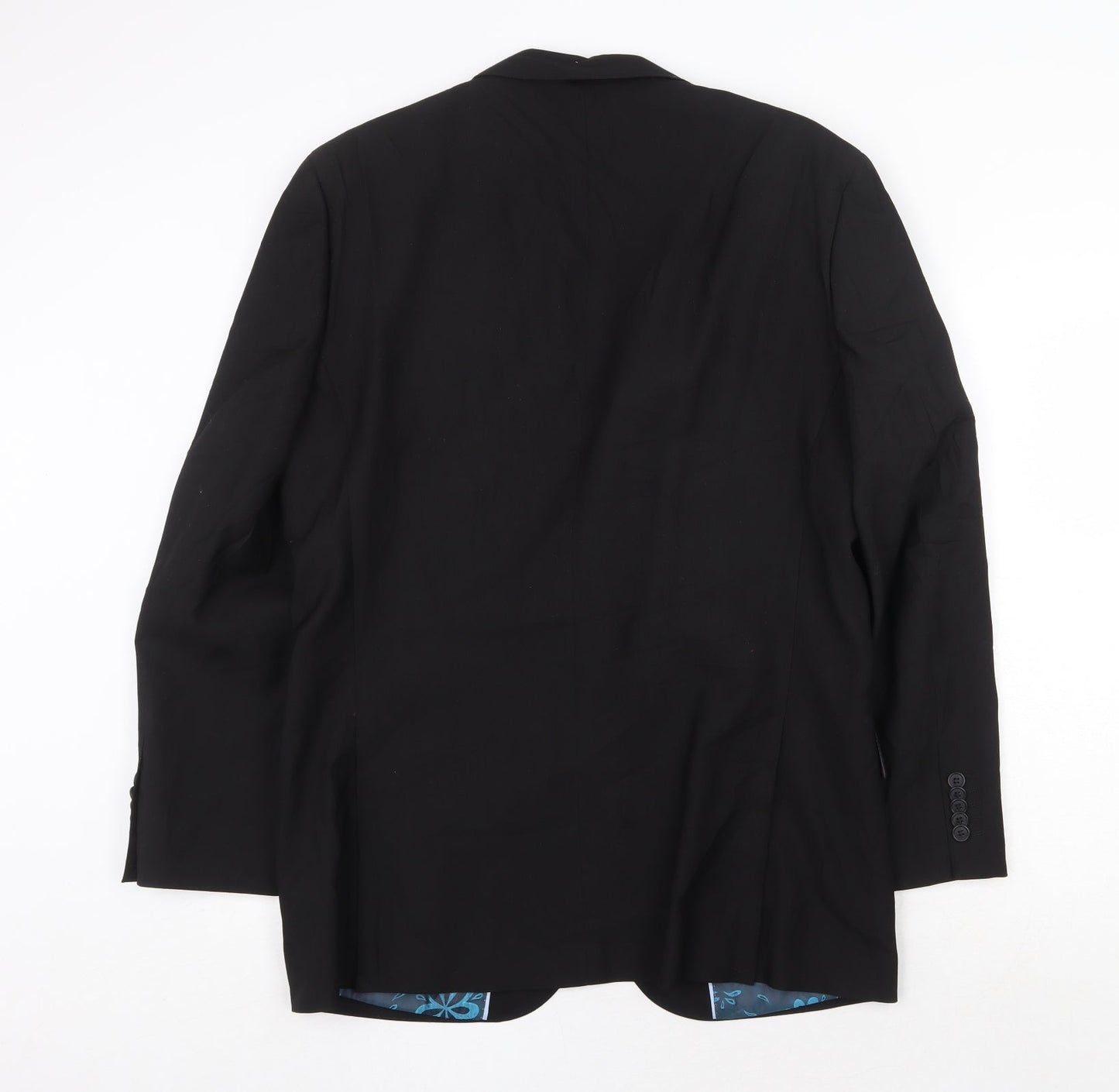 Jacamo Mens Black Polyester Jacket Suit Jacket Size 40 Regular - 5 button sleeve