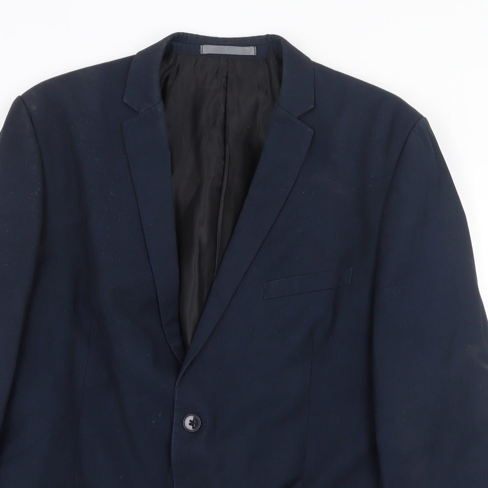 Red Herring Mens Blue Polyester Jacket Suit Jacket Size 44 Regular