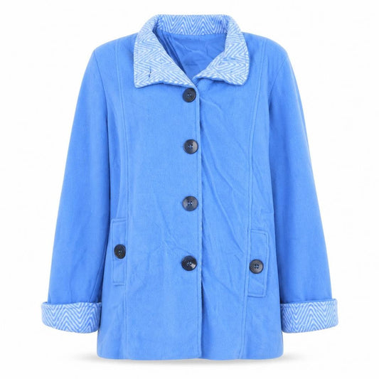 Anne de Lancay Womens Blue Pea Coat Coat Size M Button
