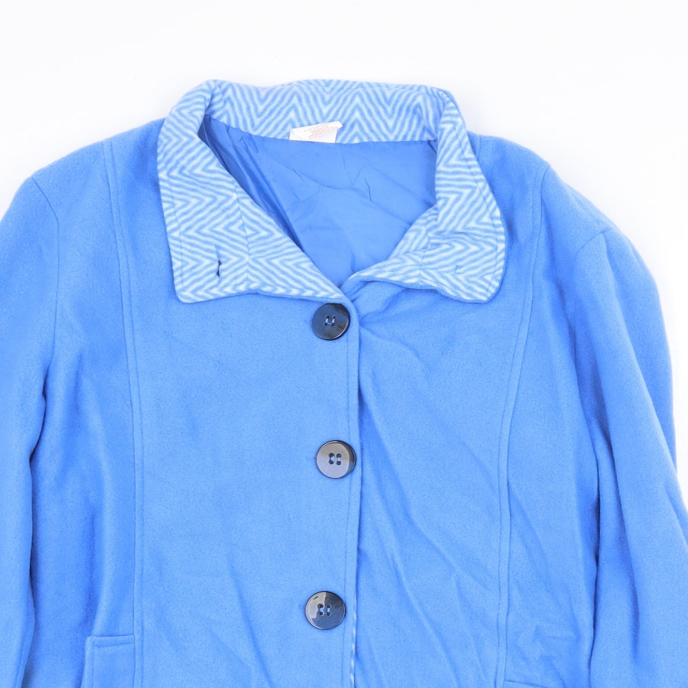 Anne de Lancay Womens Blue Pea Coat Coat Size M Button