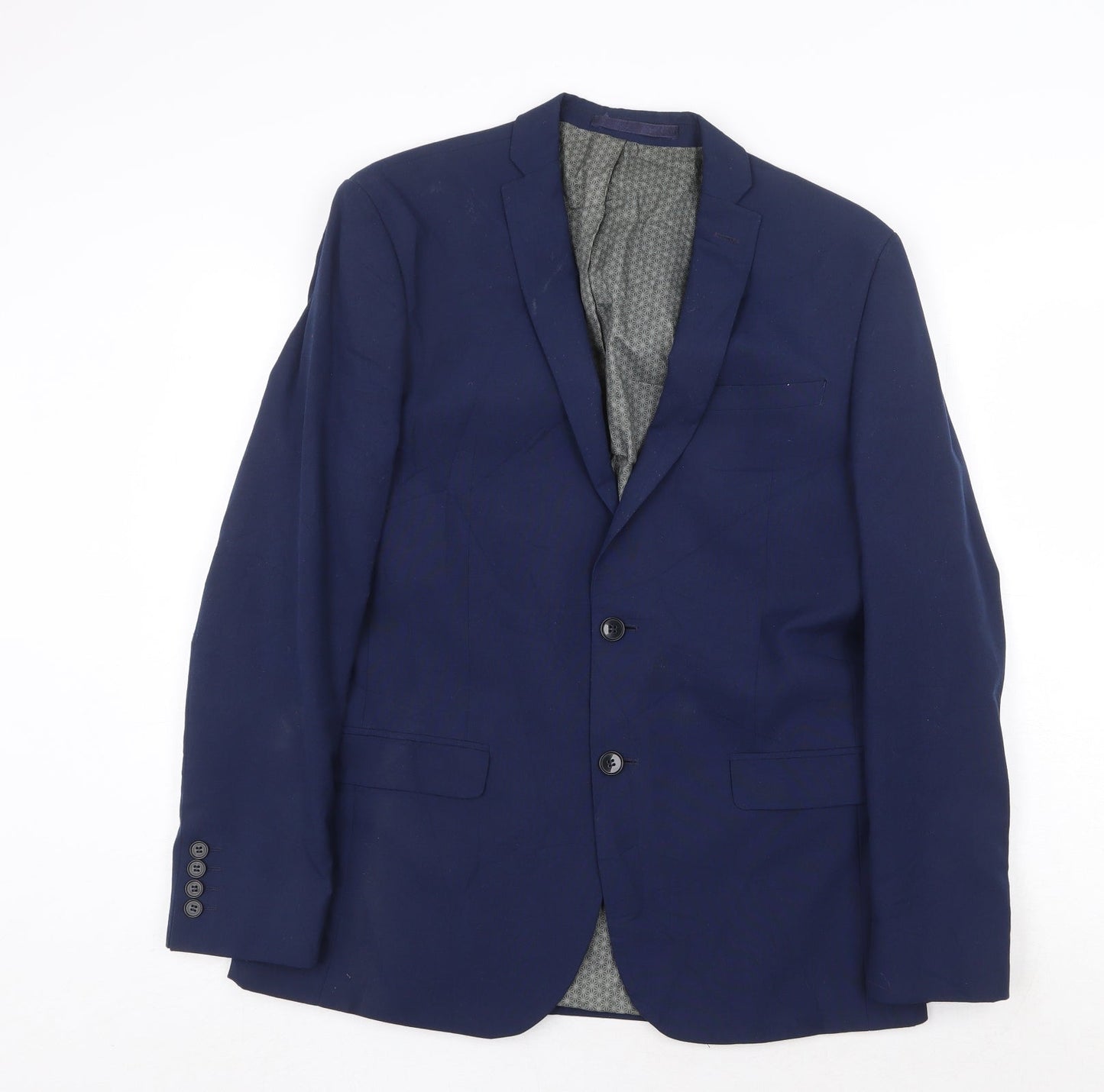 Limehaus Mens Blue Polyester Jacket Suit Jacket Size 40 Regular
