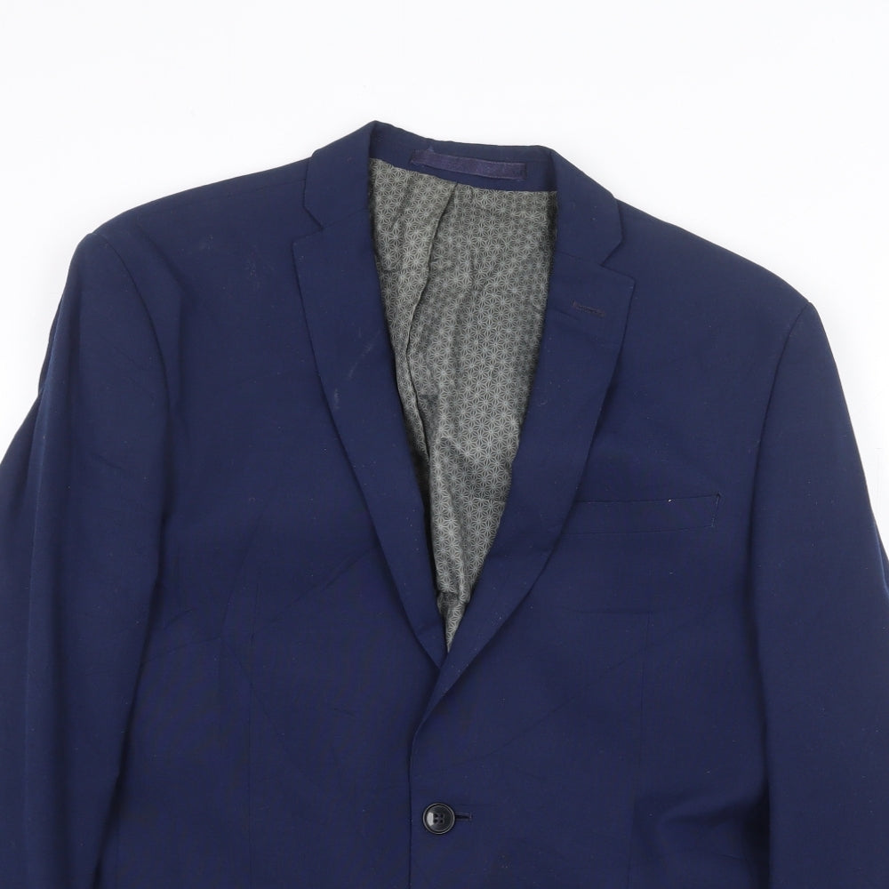 Limehaus Mens Blue Polyester Jacket Suit Jacket Size 40 Regular