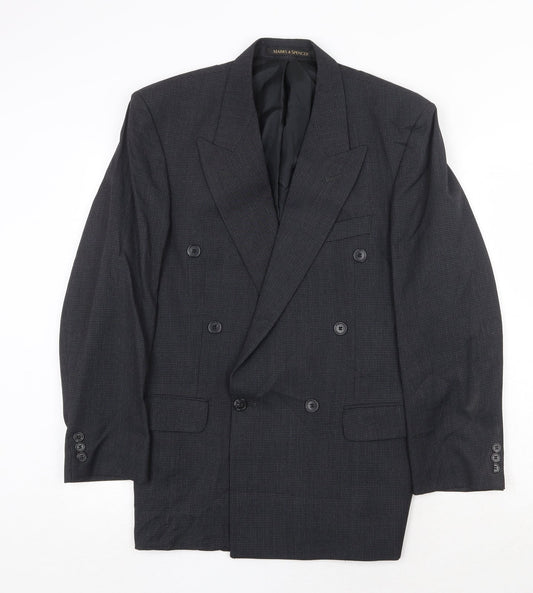 Marks and Spencer Mens Grey Geometric Polyester Jacket Suit Jacket Size 38 Regular