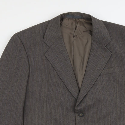Marks & Spencer Mens Grey Striped Polyester Jacket Suit Jacket Size M Regular