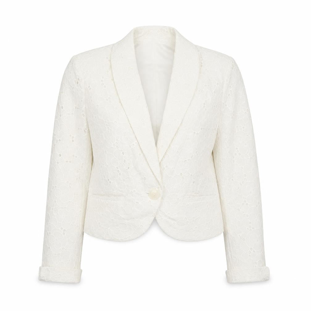 H&M Womens Ivory Floral Polyester Jacket Blazer Size 4