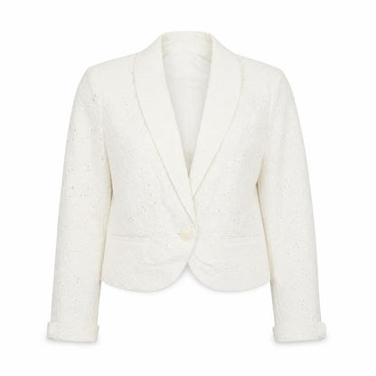 H&M Womens Ivory Floral Polyester Jacket Blazer Size 4