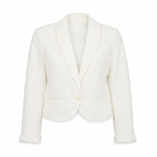 H&M Womens Ivory Floral Polyester Jacket Blazer Size 4