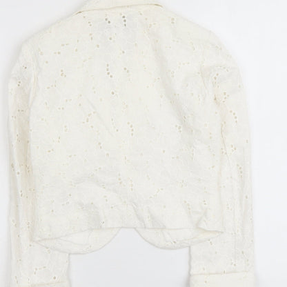 H&M Womens Ivory Floral Polyester Jacket Blazer Size 4