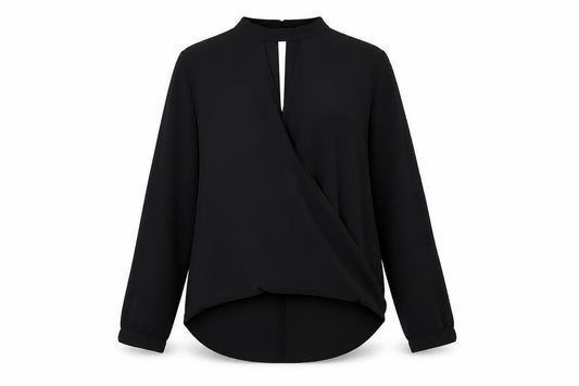 Miss Selfridge Womens Black Polyester Basic Blouse Size 10 Round Neck