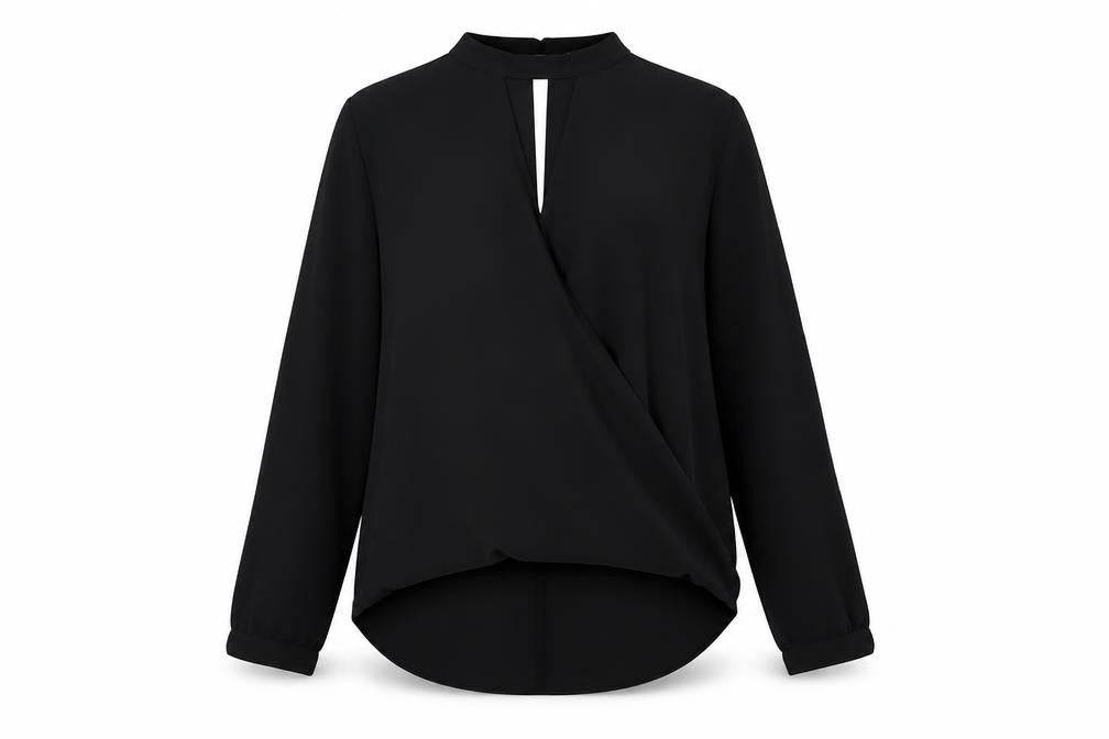 Miss Selfridge Womens Black Polyester Basic Blouse Size 10 Round Neck