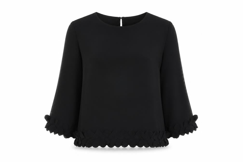 Atmosphere Womens Black Polyester Basic Blouse Size 10 Round Neck