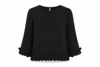 Atmosphere Womens Black Polyester Basic Blouse Size 10 Round Neck