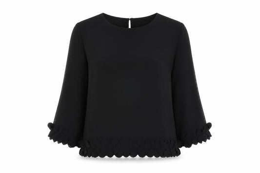 Atmosphere Womens Black Polyester Basic Blouse Size 10 Round Neck