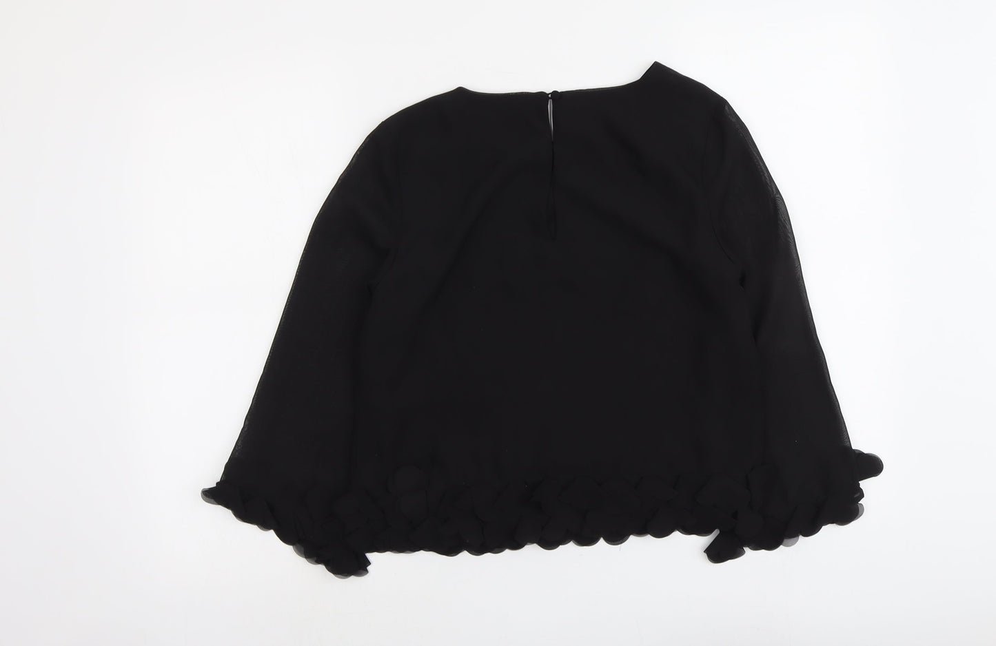 Atmosphere Womens Black Polyester Basic Blouse Size 10 Round Neck