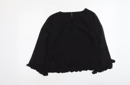 Atmosphere Womens Black Polyester Basic Blouse Size 10 Round Neck