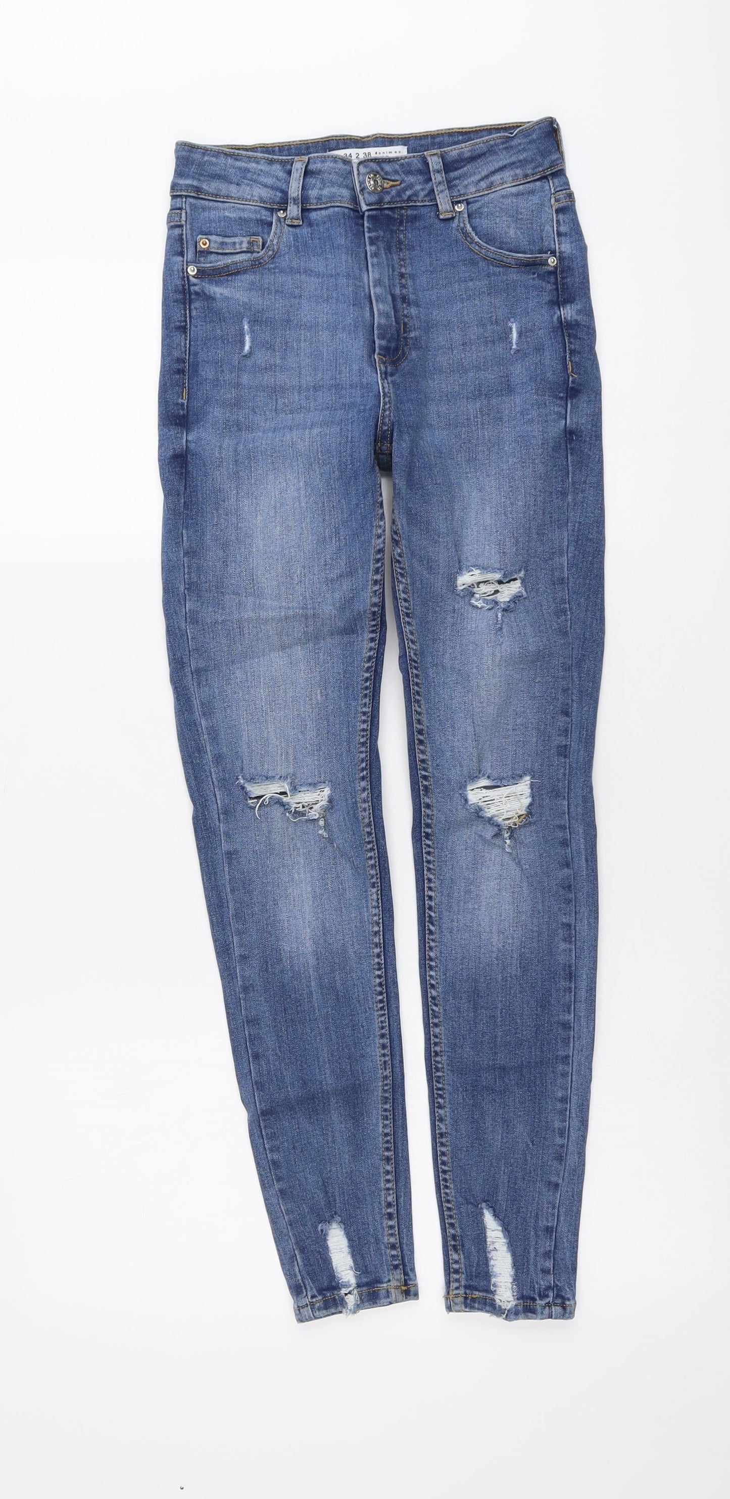 Denim & Co. Womens Beige Cotton Skinny Jeans Size 6 L27 in Regular Button