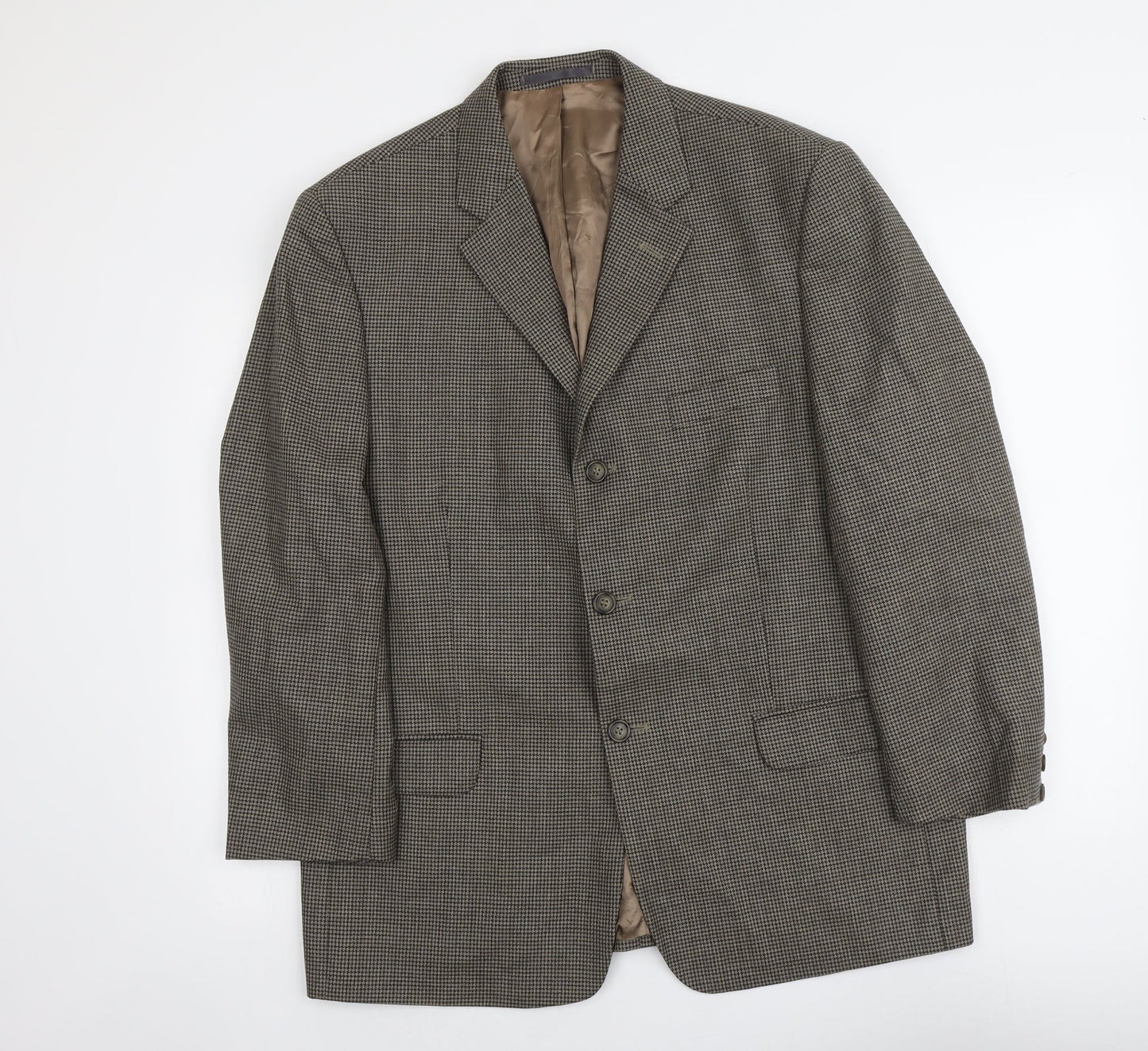 Debenhams Mens Beige Geometric Wool Jacket Blazer Size L Regular
