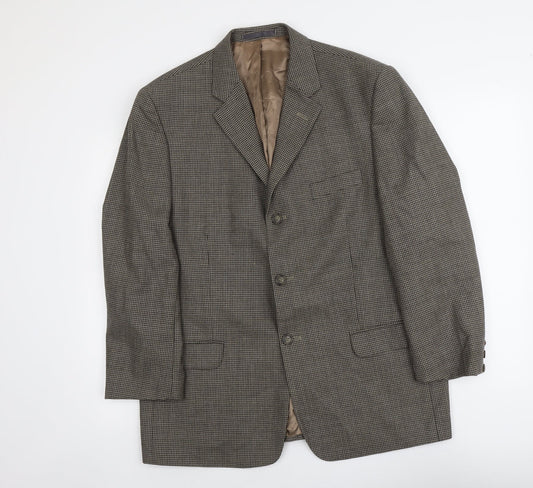 Debenhams Mens Beige Geometric Wool Jacket Blazer Size L Regular