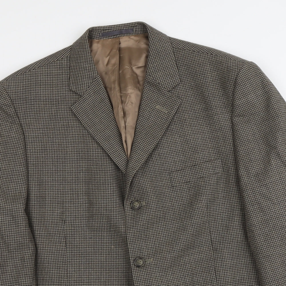 Debenhams Mens Beige Geometric Wool Jacket Blazer Size L Regular