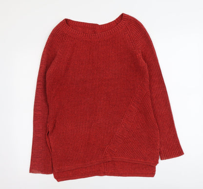 Wrap Womens Red Round Neck Cotton Pullover Jumper Size 8