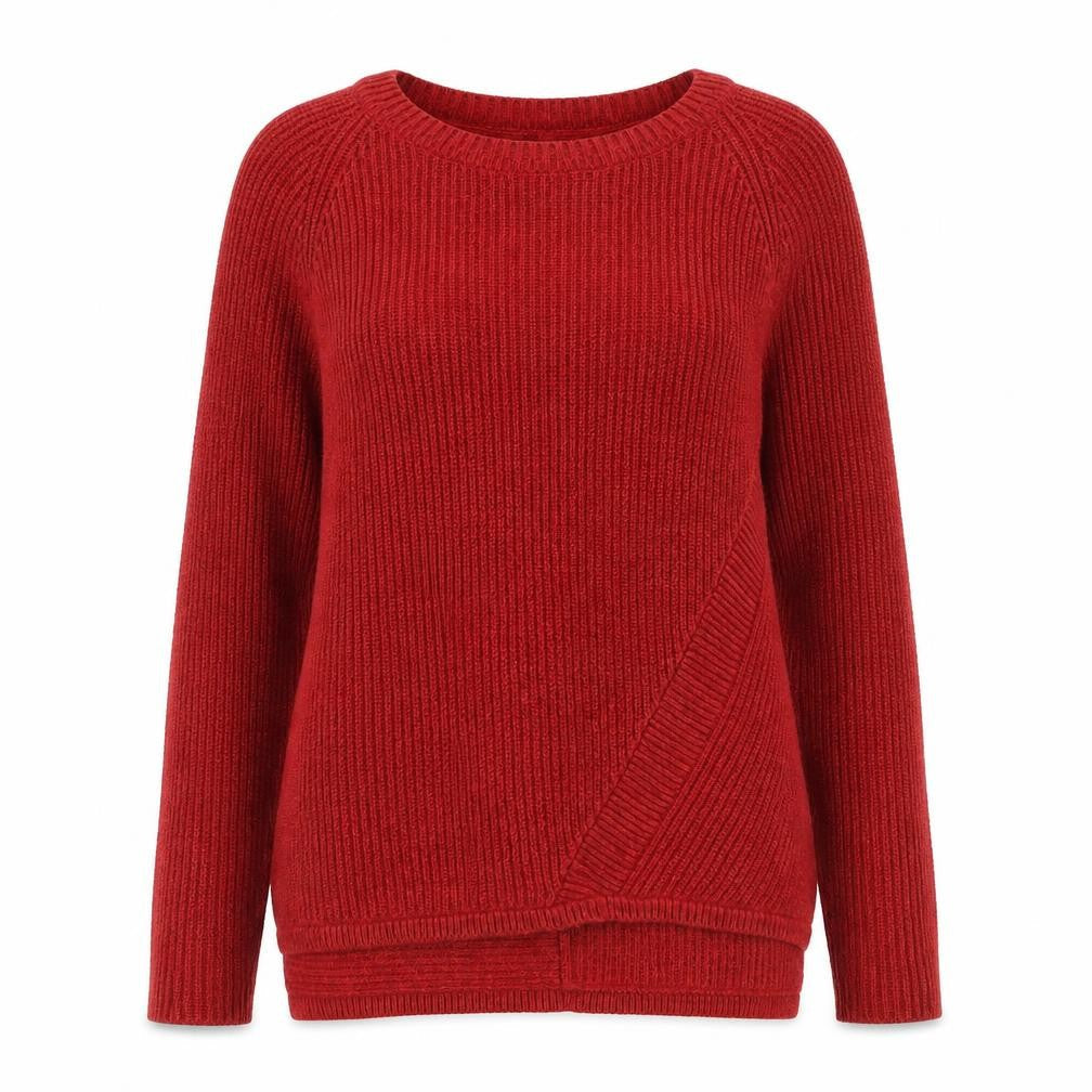 Wrap Womens Red Round Neck Cotton Pullover Jumper Size 8