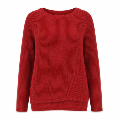Wrap Womens Red Round Neck Cotton Pullover Jumper Size 8