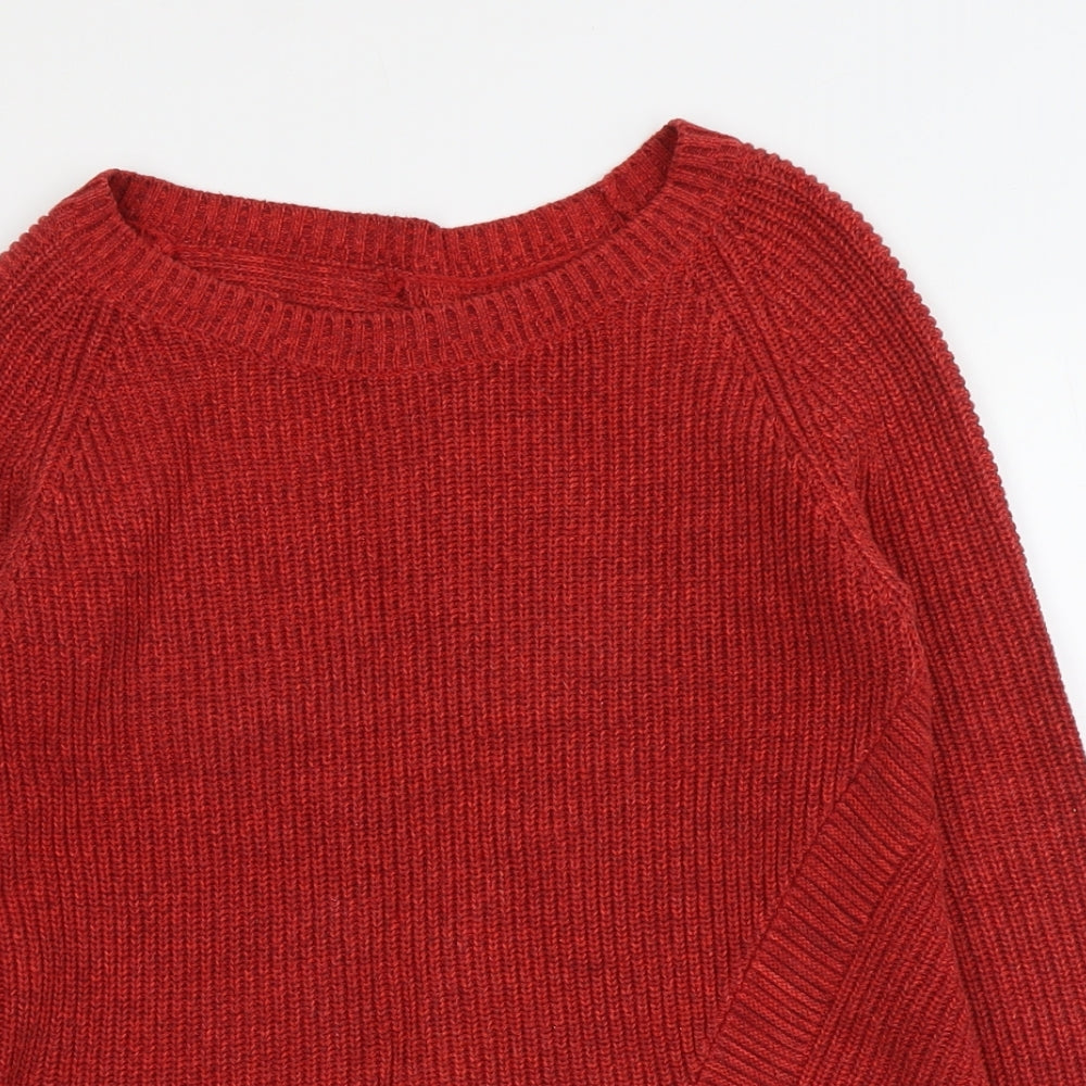 Wrap Womens Red Round Neck Cotton Pullover Jumper Size 8